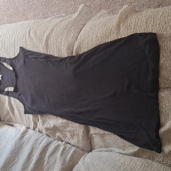 Splendid Black Ribbed Razor Back Tank Dress. XL - Picture 4 of 6